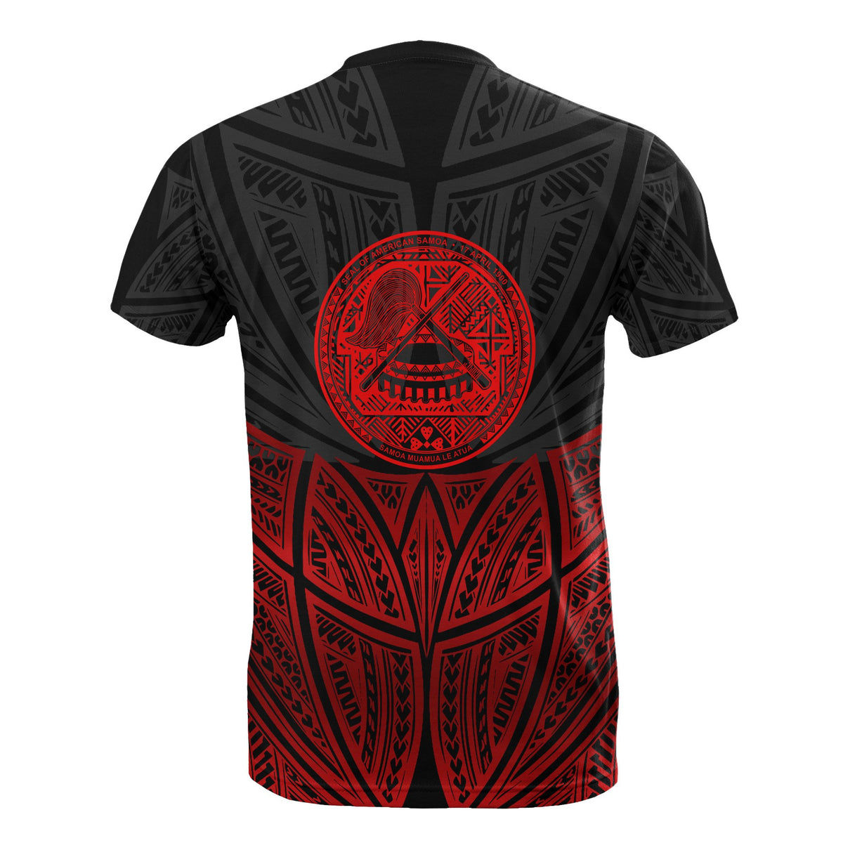 American Samoa Polynesian T Shirt Red Black Pride Map and Seal - Polynesian Pride