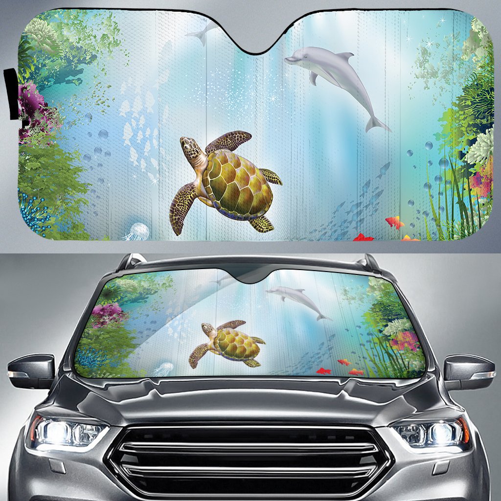 Animal Garden Ocean Car Sun Shade AH Auto Sun Shade Universal Fit White - Polynesian Pride