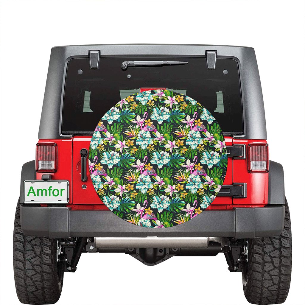 Animals And Tropical Flowers Hawaii Spare Tire Cover - Polynesian Pride