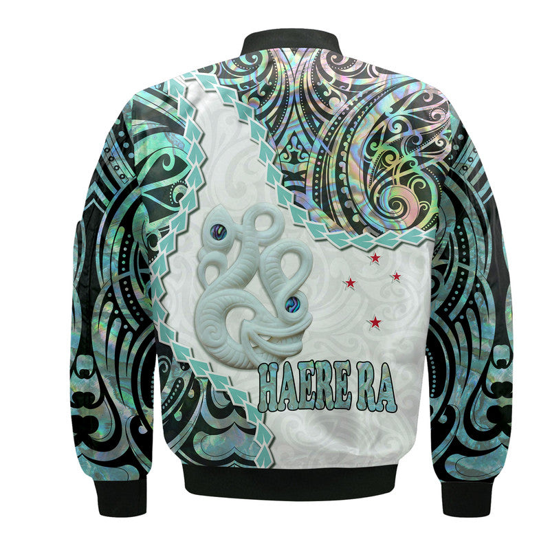New Zealand Maori Bomber Jacket Aotearoa Manaia Basic Paua Shell - Heare Ra LT9 - Polynesian Pride