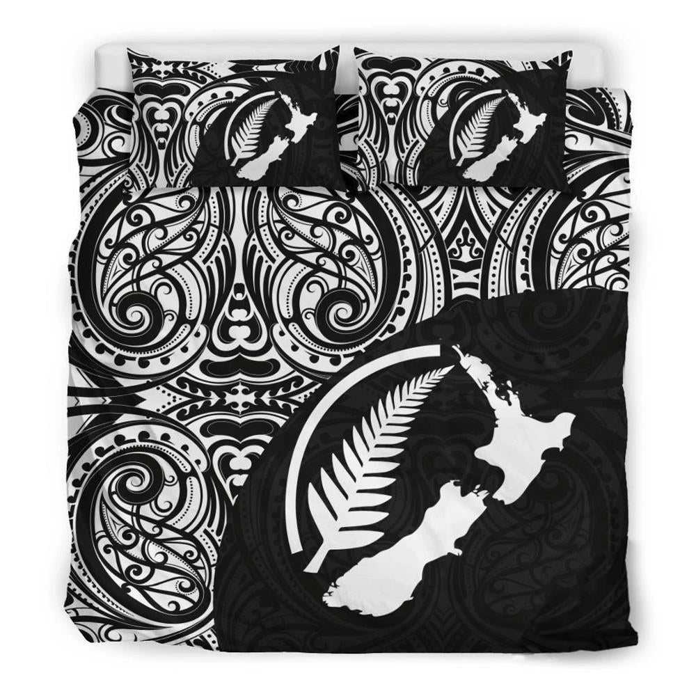 Aotearoa Maori With Map And Silver Fern Bedding Set - Polynesian Pride