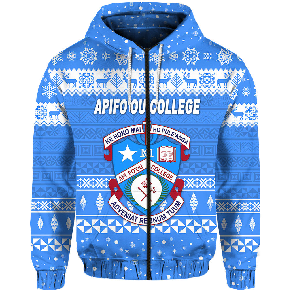 Custom Apifoou College Christmas Zip Hoodie Simple Style LT8 - Polynesian Pride