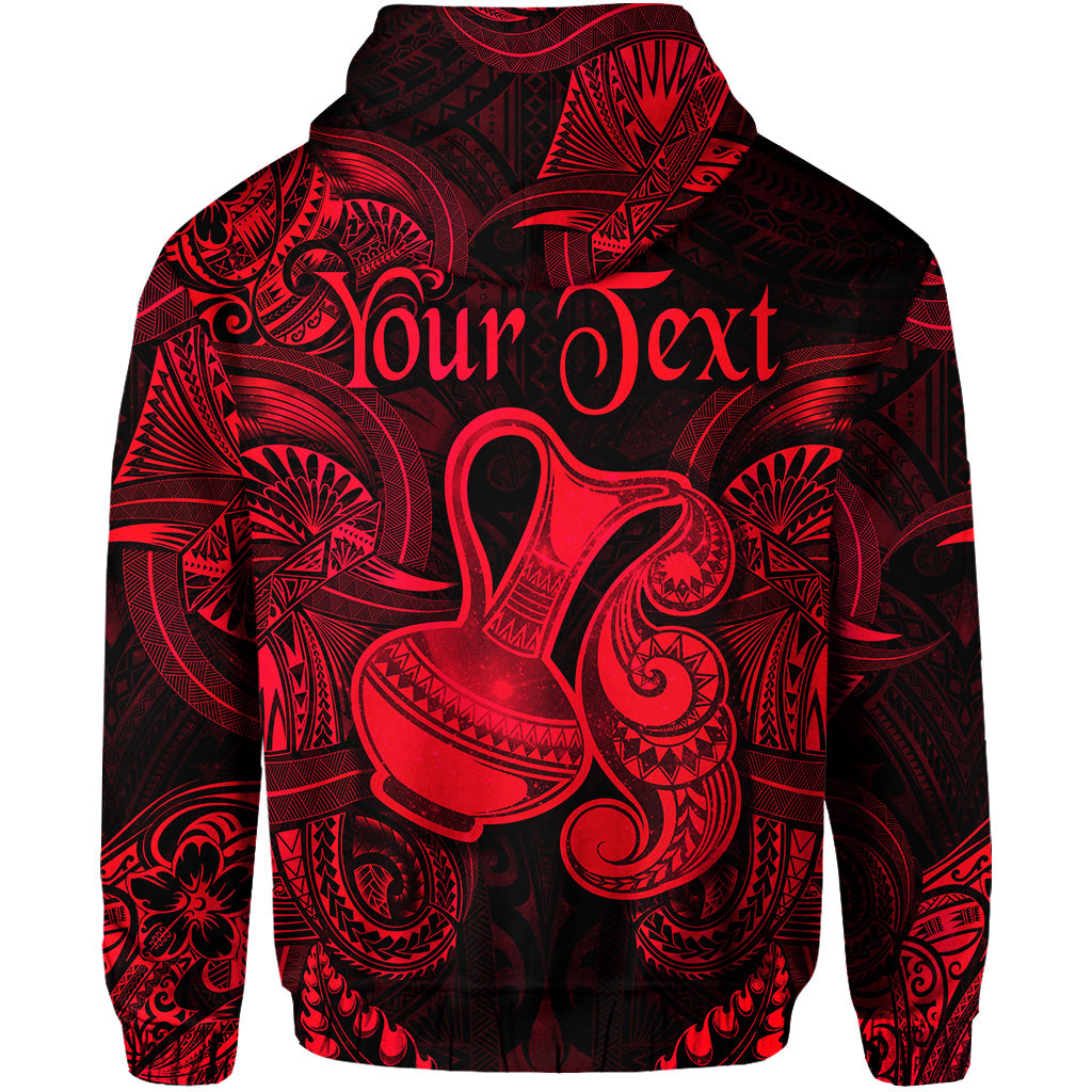 Custom Aquarius Zodiac Polynesian Hoodie Unique Style Red LT8 - Polynesian Pride