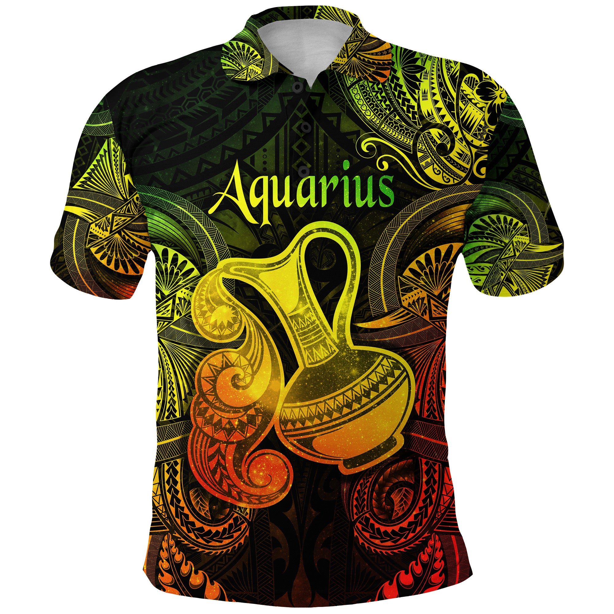 Custom Aquarius Zodiac Polynesian Polo Shirt Unique Style Reggae LT8 - Polynesian Pride