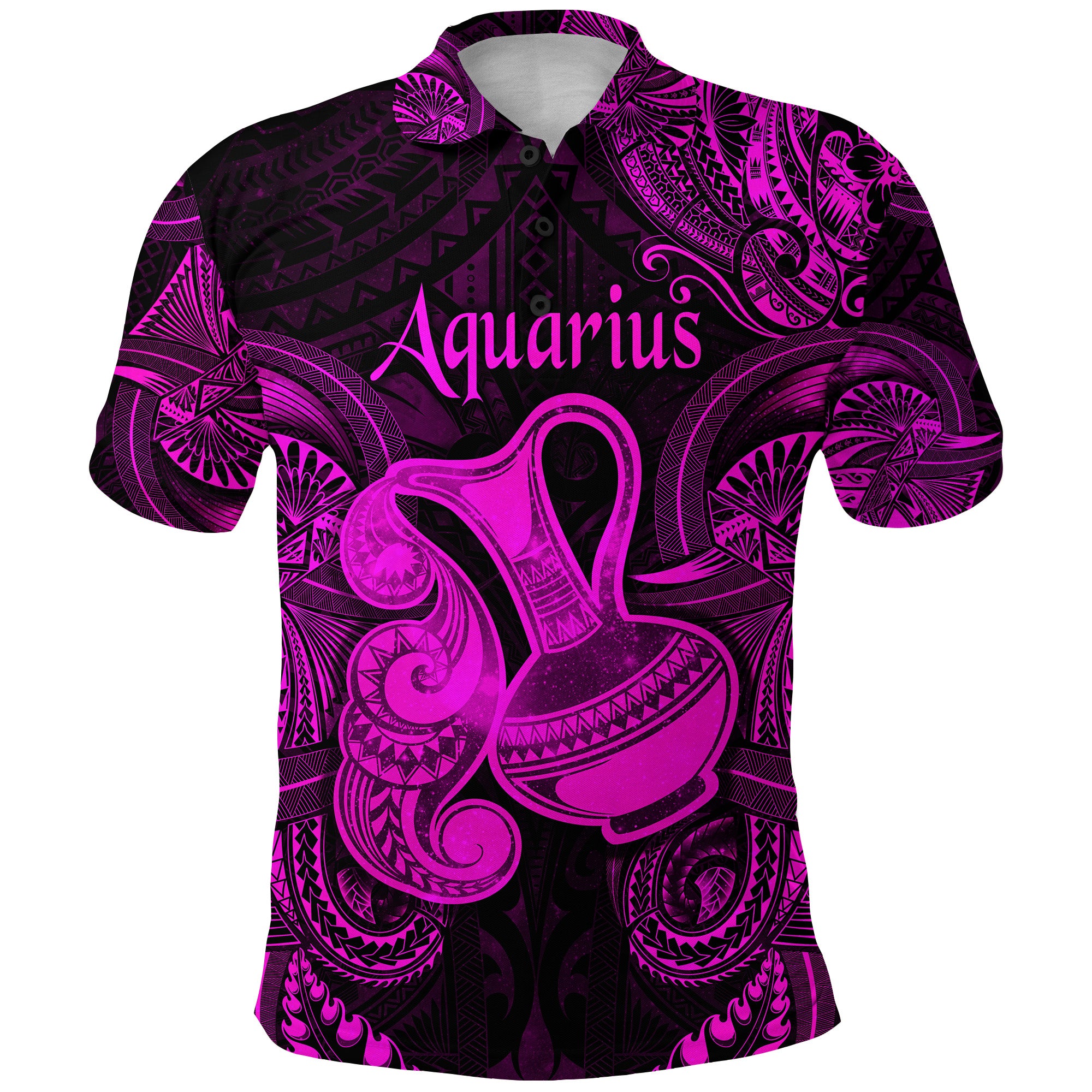 Custom Aquarius Zodiac Polynesian Polo Shirt Unique Style Pink LT8 - Polynesian Pride