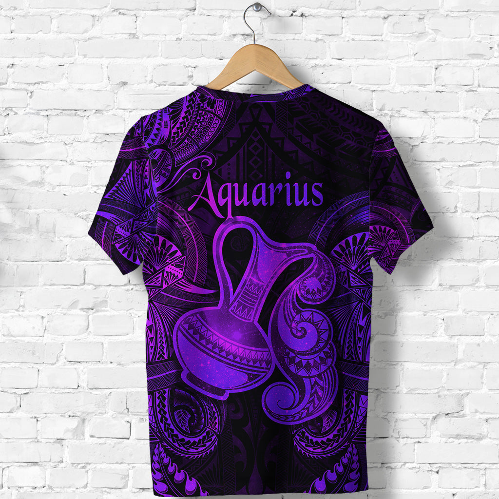 Aquarius Zodiac Polynesian T Shirt Unique Style Purple LT8 - Polynesian Pride