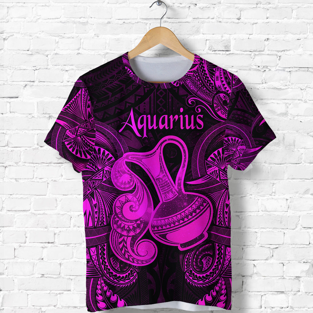 Aquarius Zodiac Polynesian T Shirt Unique Style Pink LT8 - Polynesian Pride
