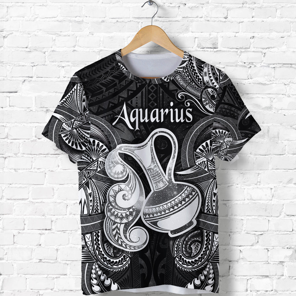 Custom Aquarius Zodiac Polynesian T Shirt Unique Style Black LT8 - Polynesian Pride