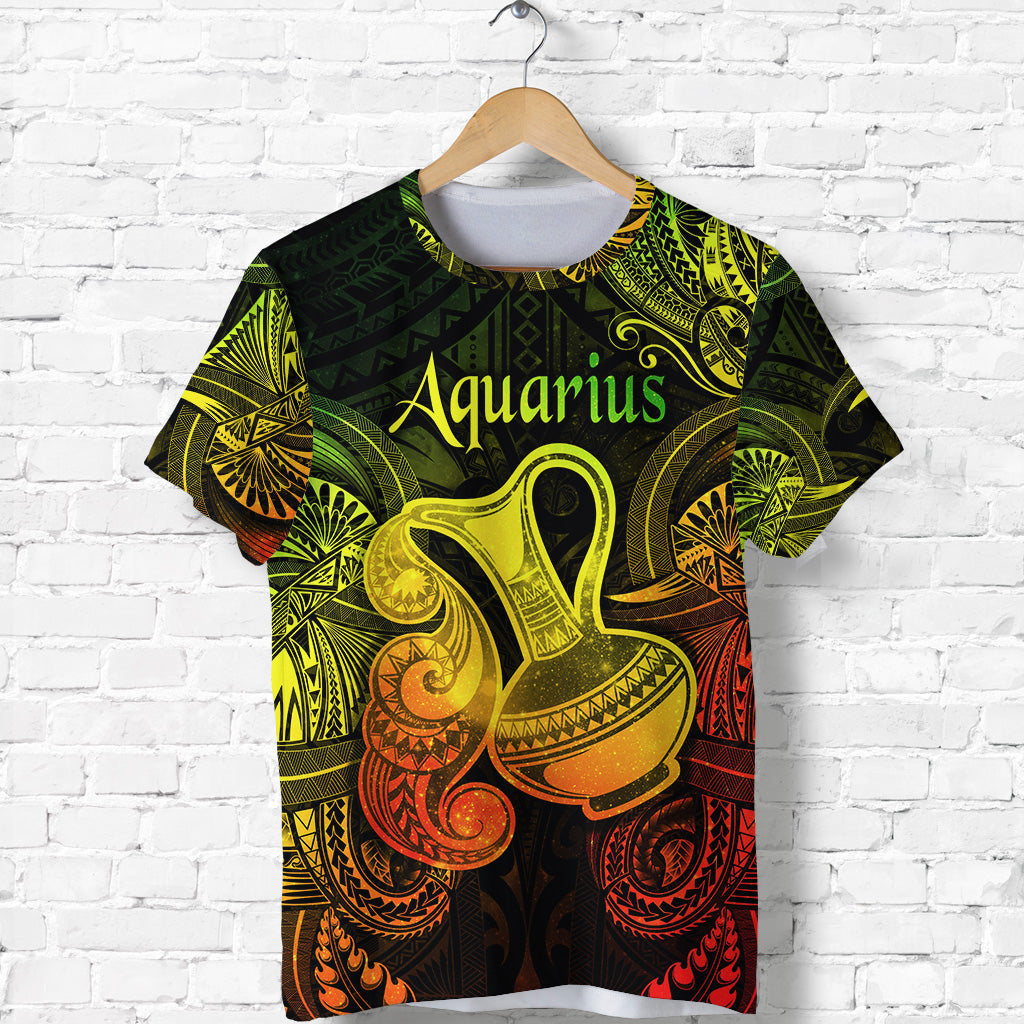 Custom Aquarius Zodiac Polynesian T Shirt Unique Style Reggae LT8 - Polynesian Pride