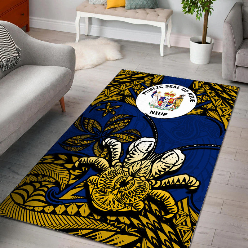 Niue Uga Area Rug Tribal Patterns Blue Style LT6 Blue - Polynesian Pride