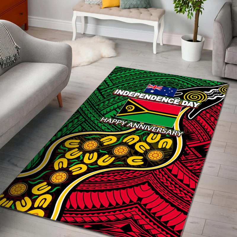 Vanuatu Mix Aboriginal Happy Independence Day Area Rug LT6 Red - Polynesian Pride