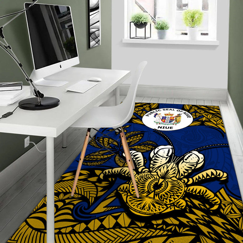 Niue Uga Area Rug Tribal Patterns Blue Style LT6 - Polynesian Pride