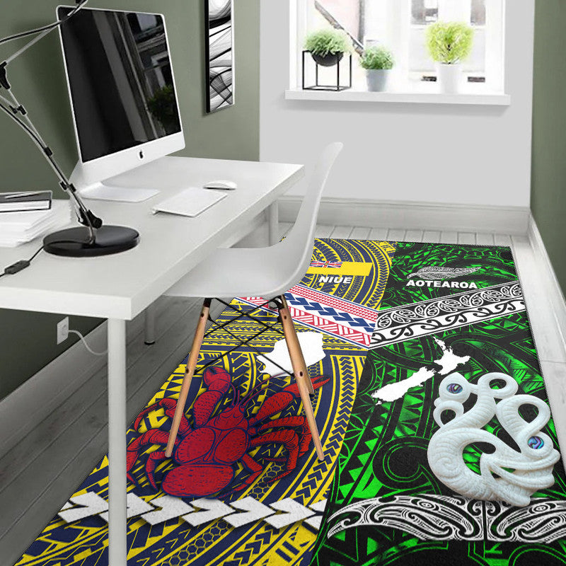 New Zealand And Niue Area Rug Together - Green LT8 - Polynesian Pride