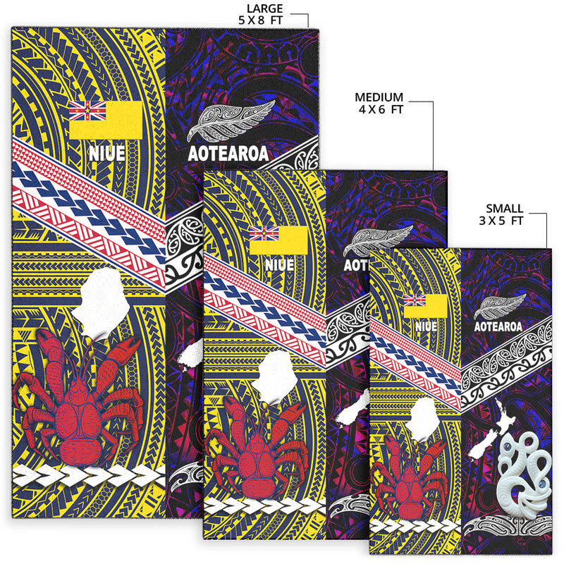 New Zealand And Niue Area Rug Together - Purple LT8 - Polynesian Pride