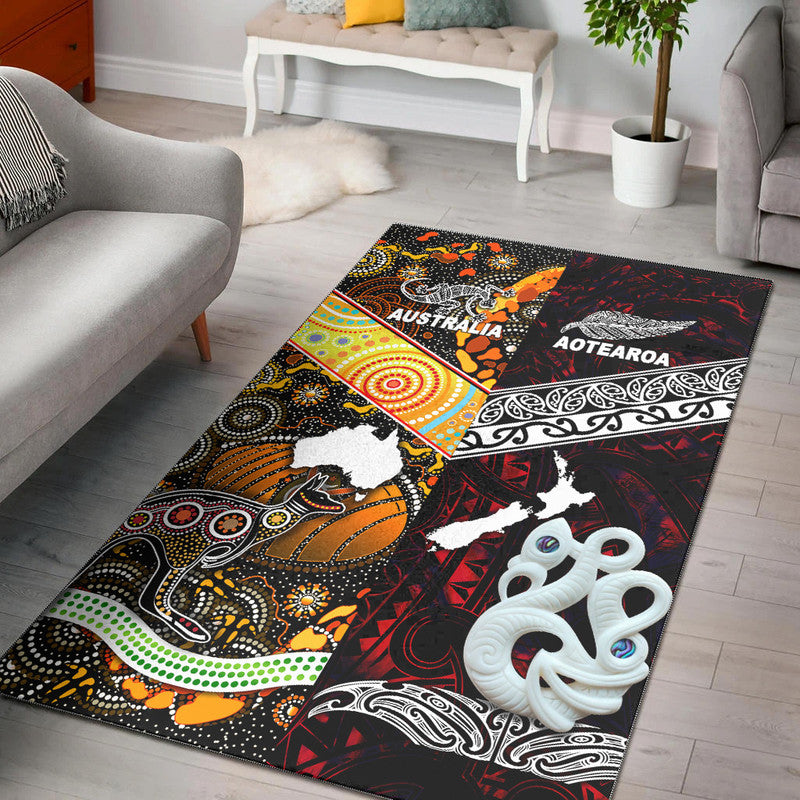 New Zealand Maori Aotearoa And Australia Aboriginal Area Rug Together - Red LT8 Red - Polynesian Pride