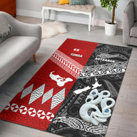 New Zealand And Tonga Area Rug Together - Black LT8 Black - Polynesian Pride