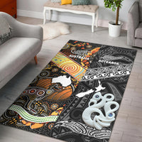 New Zealand Maori Aotearoa And Australia Aboriginal Area Rug Together - Black LT8 Black - Polynesian Pride