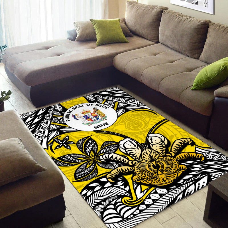 Niue Uga Area Rug Tribal Patterns Yellow Style LT6 - Polynesian Pride