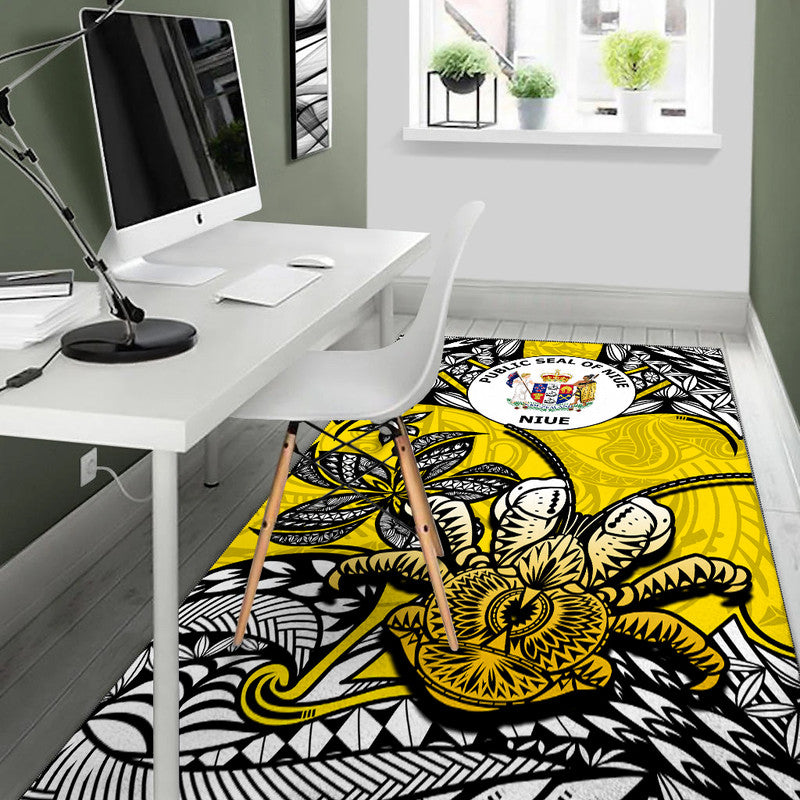 Niue Uga Area Rug Tribal Patterns Yellow Style LT6 - Polynesian Pride