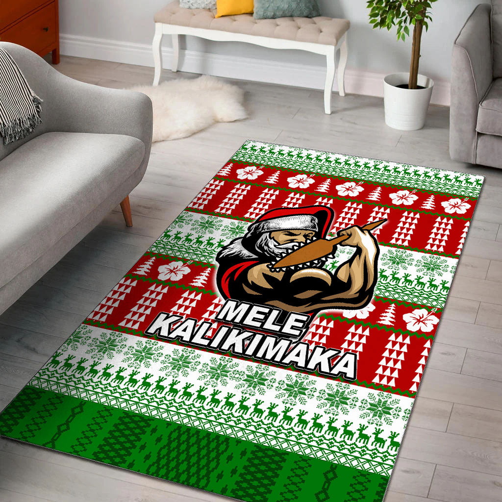 Hawaiian Santa Claus Warrior Area Rug Christmas LT6 - Polynesian Pride
