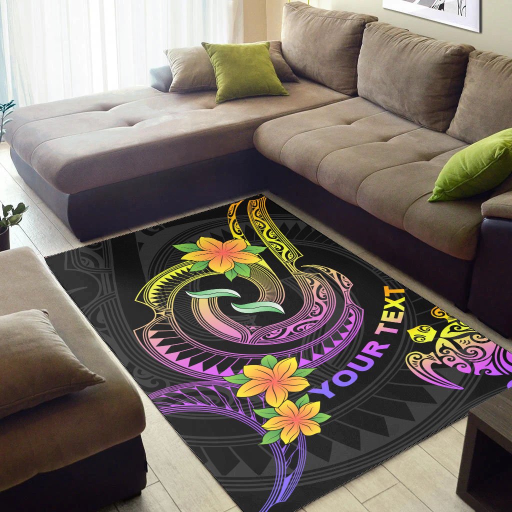 Polynesian Custom Personalised Area Rugs - Plumeria Flowers with Spiral Patterns - Polynesian Pride