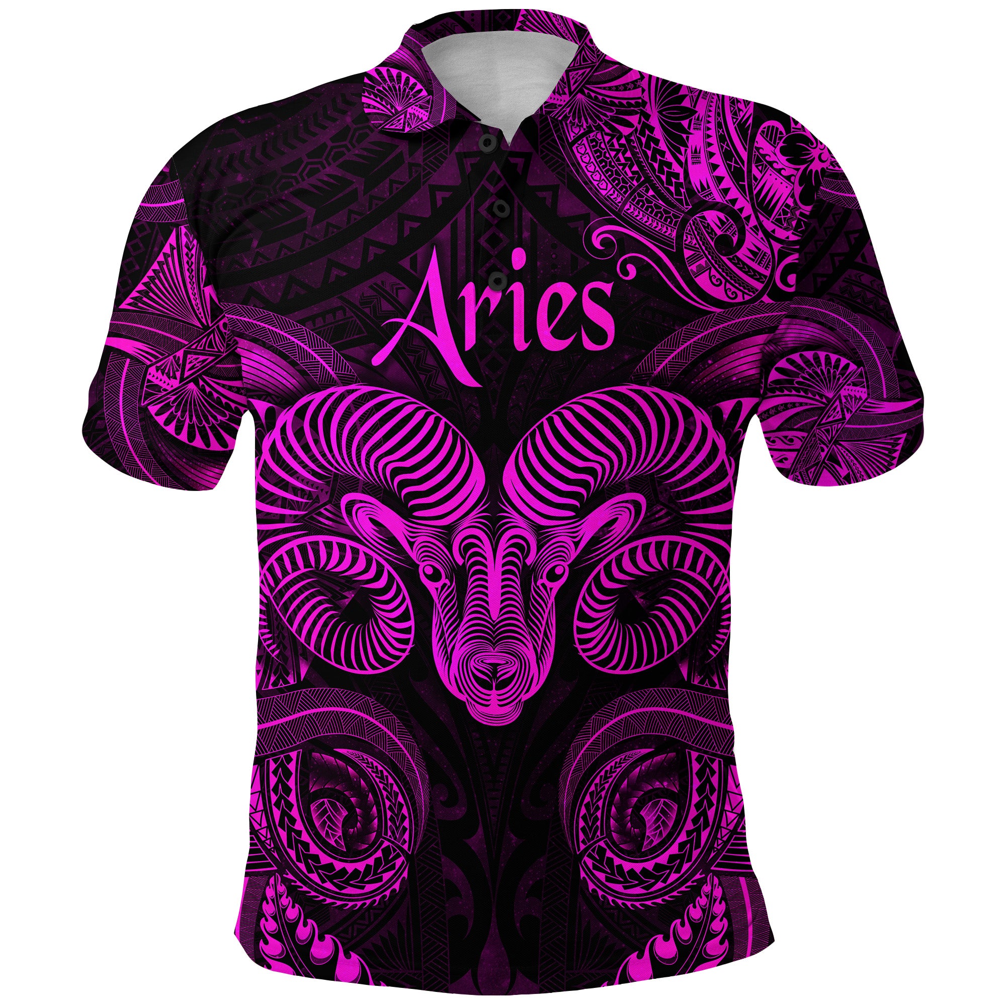 Custom Aries Zodiac Polynesian Polo Shirt Unique Style Pink LT8 - Polynesian Pride