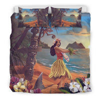 Hawaiian Duvet Cover Set - Tiki Style With Hula Hula Dancing Girl (Duvet Cover) - Polynesian Pride