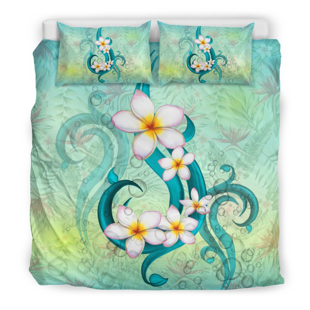 Hawaiian Bubbles Plumeria Strelitzia Flower Background Polynesian Bedding Set - Polynesian Pride