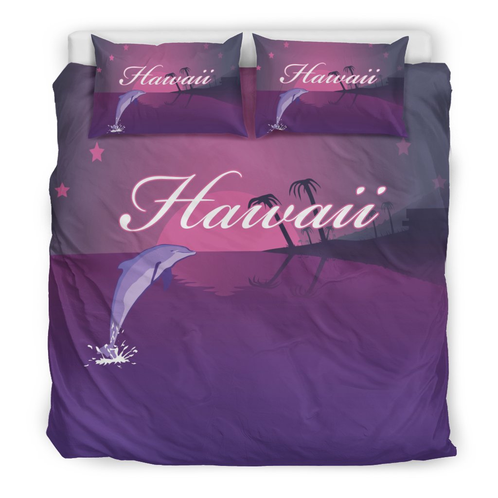 Hawaiian Dolphin Violet Polynesian Bedding Set - Polynesian Pride