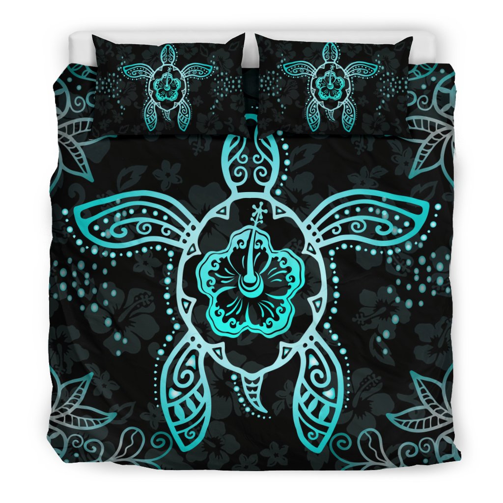 Hawaiian Turtle And Hibiscus Polynesian Bedding Set - Polynesian Pride