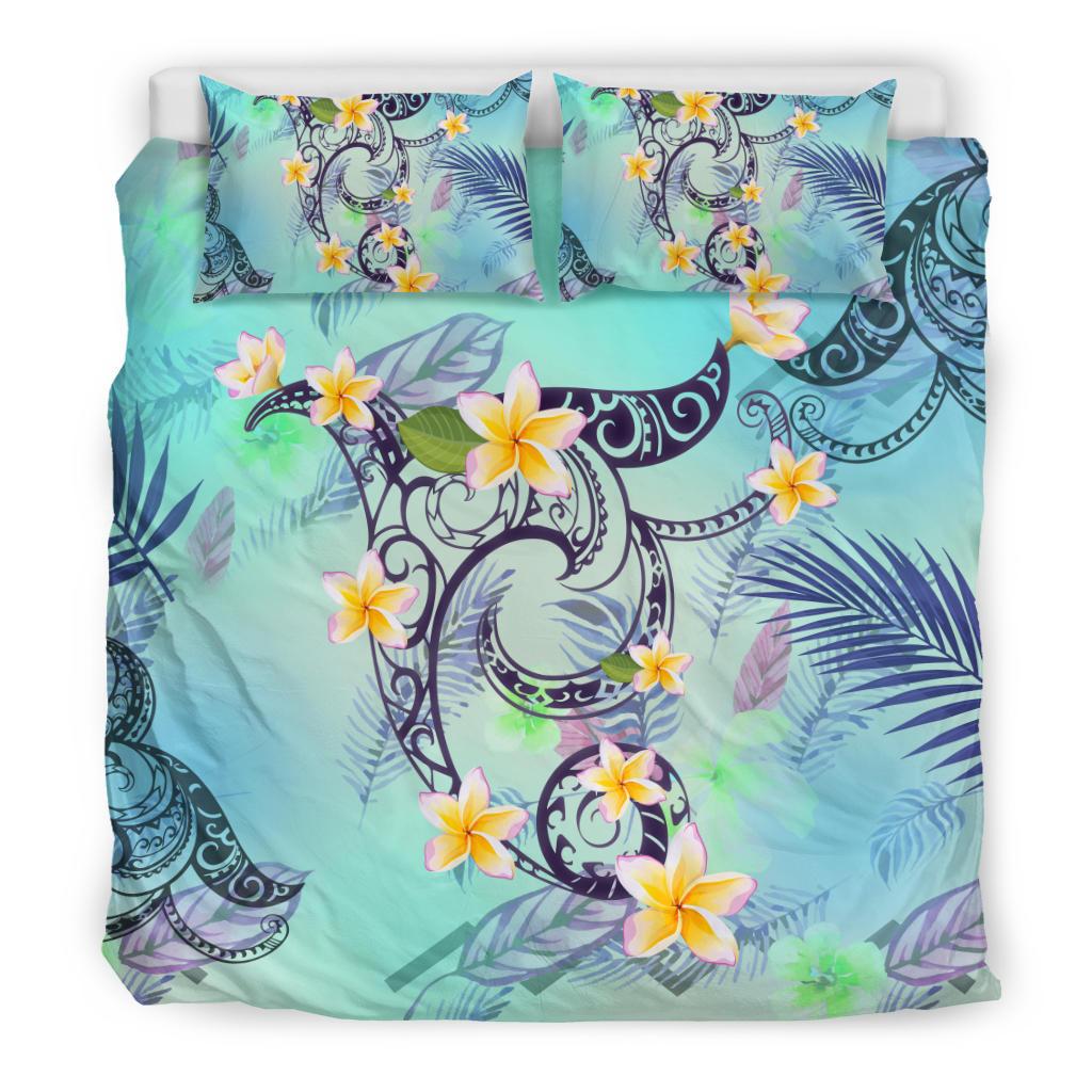 Hawaiian Plumeria Palm Leaves Polynesian Bedding Set - Polynesian Pride
