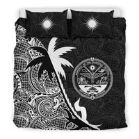 Marshall Islands Coconut Tree Bedding Set Black White - Polynesian Pride
