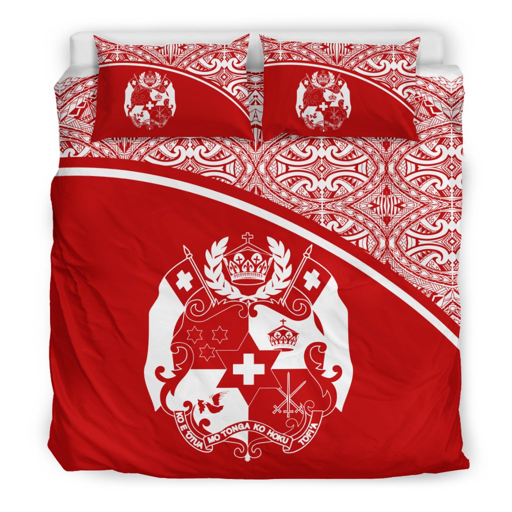 Tonga Duvet Cover Set - Red Curve Style Red - Polynesian Pride