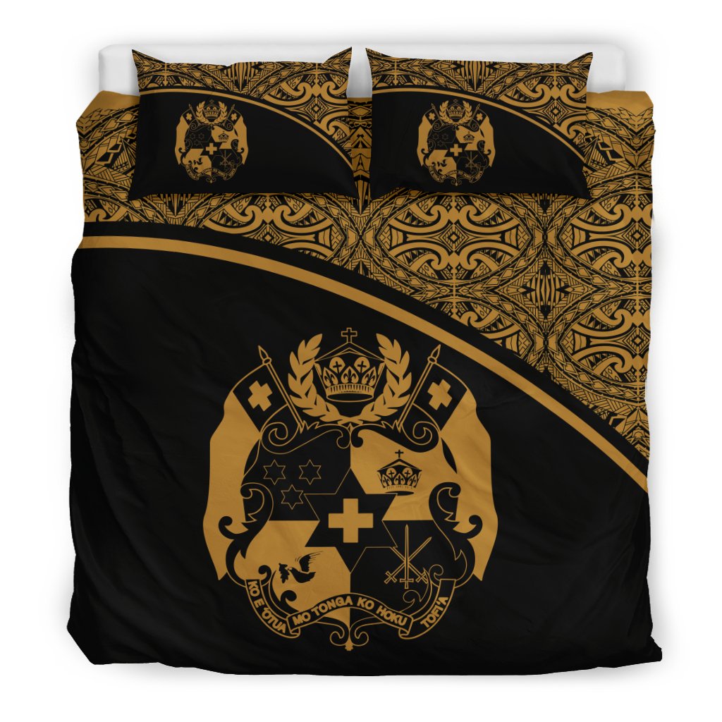 Tonga Duvet Cover Set - Gold Curve Style Gold - Polynesian Pride