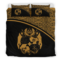 Tonga Duvet Cover Set - Gold Curve Style Gold - Polynesian Pride