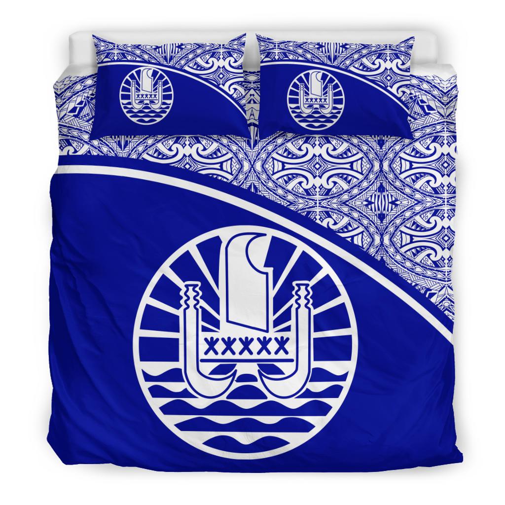 Tahiti Duvet Cover Set - Blue Curve Style Blue - Polynesian Pride