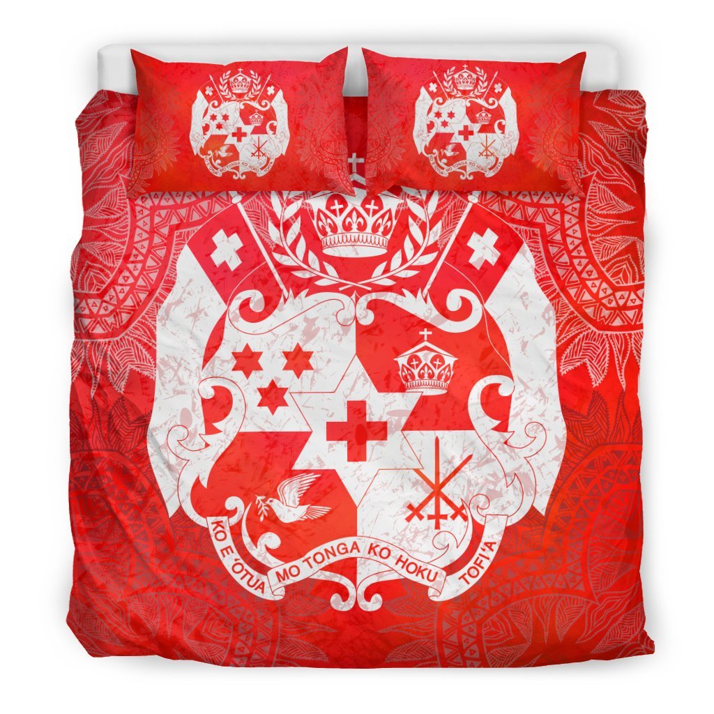 Tonga Duvet Cover Set - Tonga Coat Of Arms Red Red - Polynesian Pride