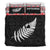 New Zealand Maori Bedding Set, Aotearoa Silver Fern Duvet Cover And Pillow Case Black - Polynesian Pride