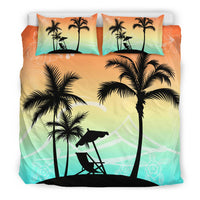 Hawaiian Palm Tree On The Beach Bedding Set - Polynesian Pride