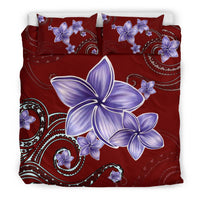 Hawaiian Plumeria Violet Polynesian Red Bedding Set - Polynesian Pride