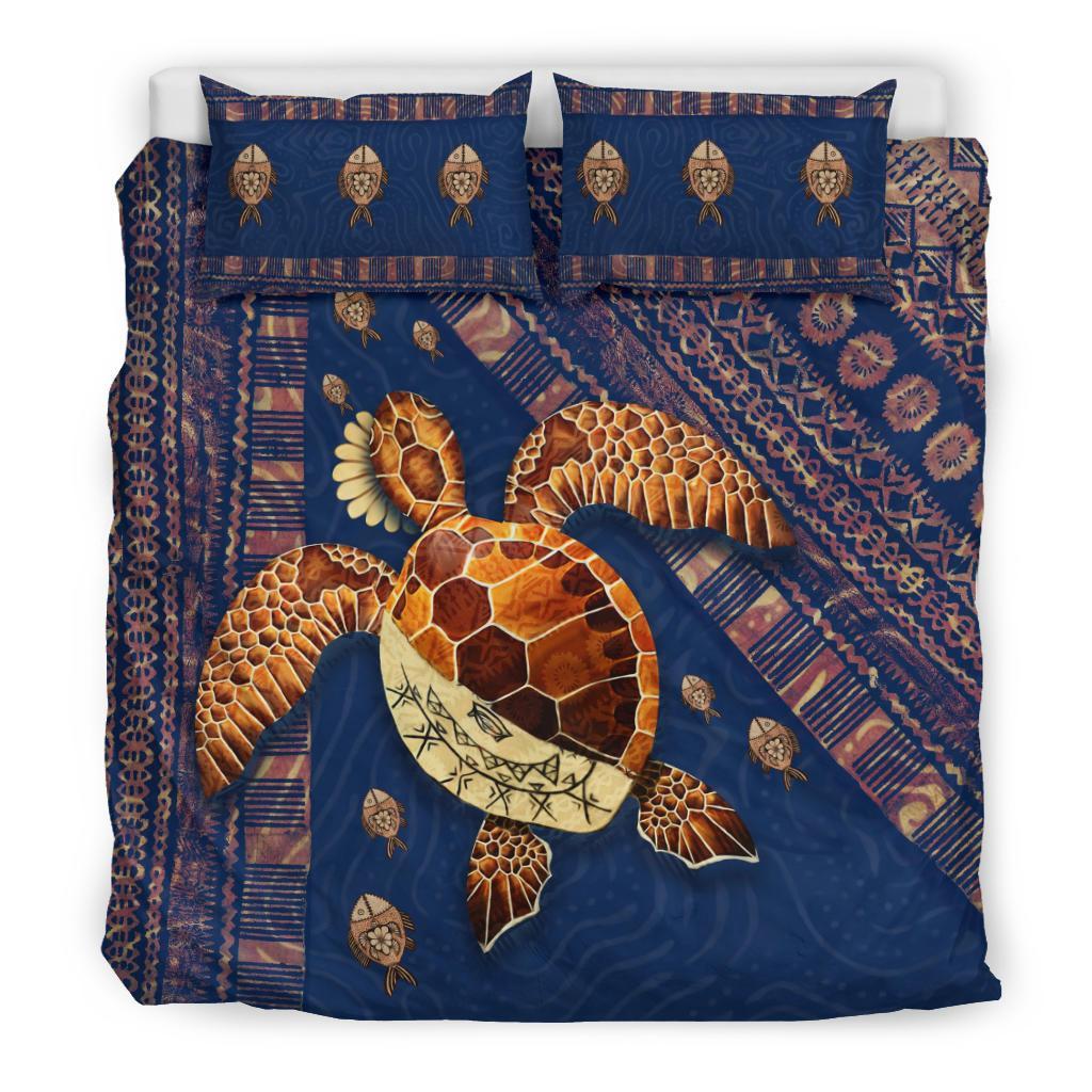 Tonga Duvet Cover Set - Sea Turtle & Fish Navy - Polynesian Pride