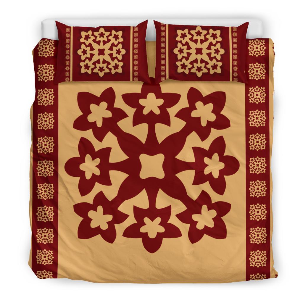 Hawaiian Quilt Pattern Plumeria Nice Bedding Set - Polynesian Pride