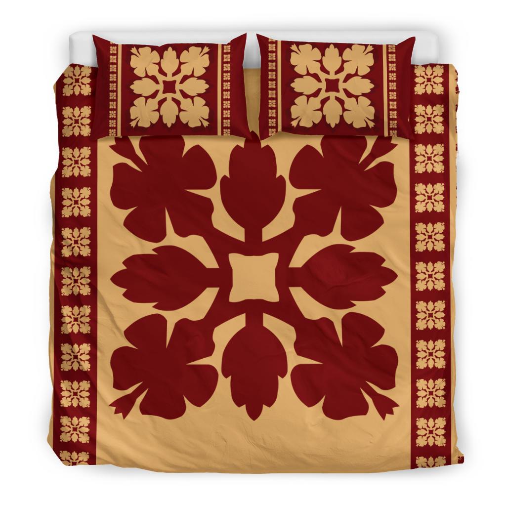 Hawaiian Quilt Pattern Hibiscus Bedding Set - Polynesian Pride