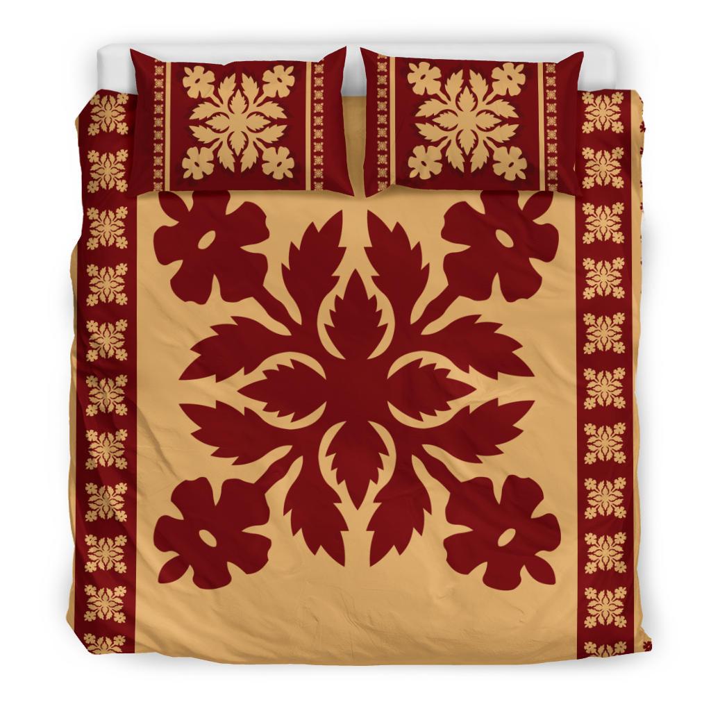 Hawaiian Quilt Pattern Hibiscus Flower Bedding Set - Polynesian Pride