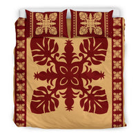 Hawaiian Quilt Pattern Monstera Pineaple New Bedding Set - Polynesian Pride