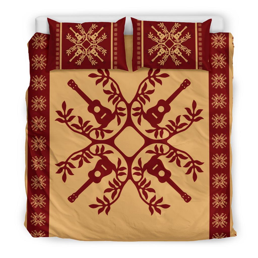 Hawaiian Quilt Pattern Guitar Symmetry Polynesian Bedding Set - Polynesian Pride