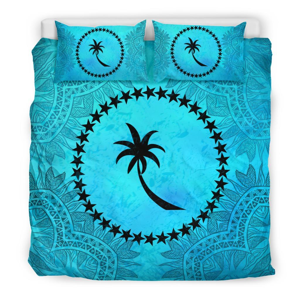 Chuuk Duvet Cover Set - Chuuk Flag Turquoise Art - Polynesian Pride