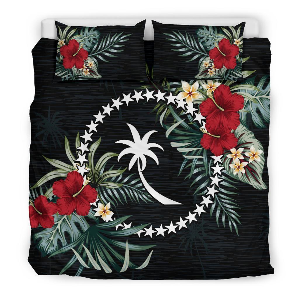 Chuuk Duvet Cover Set - Chuuk Coat Of Arms Hibiscus Black - Polynesian Pride