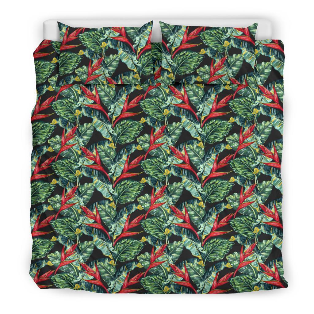 Hawaiian Tropical Heliconias Monstera Leaf Green Mix Polynesian Bedding Set - Polynesian Pride