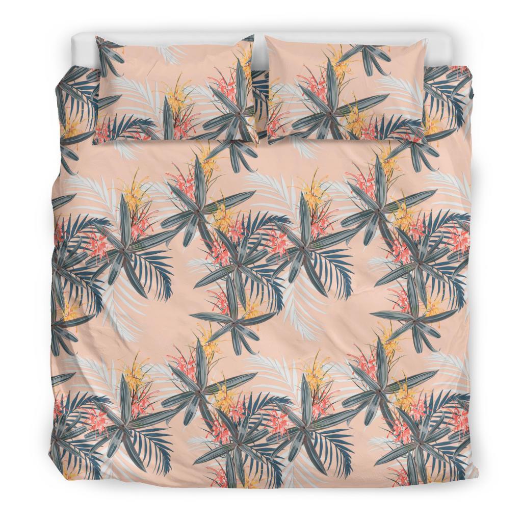 Hawaiian Tropical Palm Tree Orchids Pattern Pink Polynesian Bedding Set - Polynesian Pride